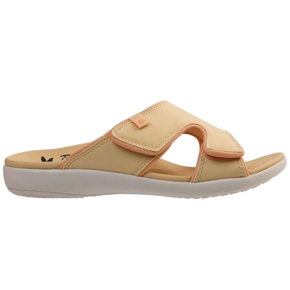 Spenco Kholo Women Slide Sandals Yellow Peach Orthotic Size 9D Adjustable